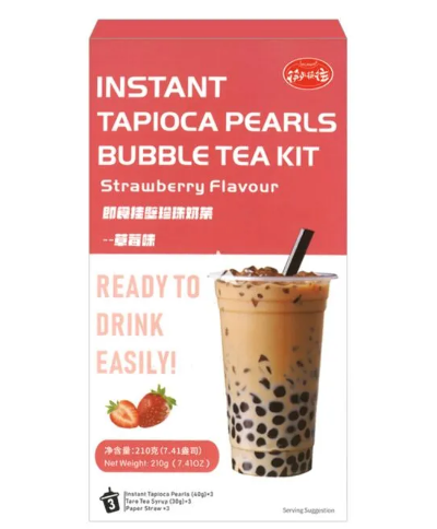 Напиток Bubble Tea молочнный со вкусом клубники "Tapioca Pearls Strawberry" KLKW 3*70г. 210г. КНР, Китай