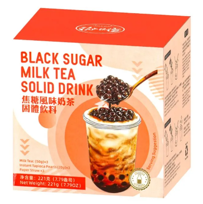 Напиток Bubble Tea молочнный со вкусом карамели "Black sugar milk tea" KLKW 3шт., 221г. КНР, Китай