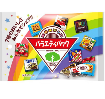 Шоколад TIROL Ассорти "Chocolate Variety Pack Pieces" 21 шт., пакет 130г. Япония, Япония