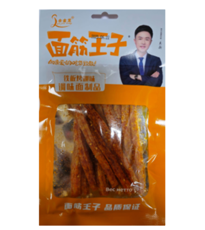 Cнек Yujinlong соевый "Острые мучные полоски со вкусом крылышек барбекю" (желтые) 76г.