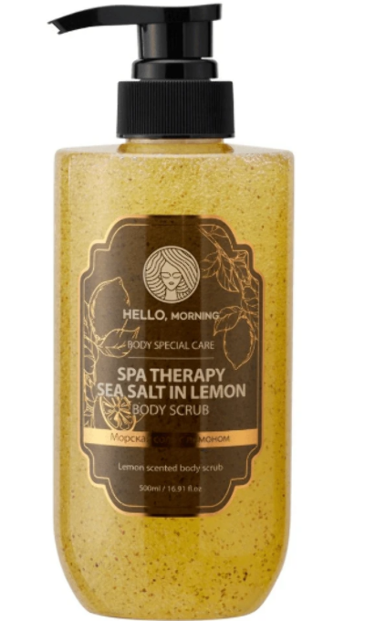 Гель-скраб для душа СПА Терапия с морской солью и экстрактом лимона 500мл. HELLO, Morning, Ю.Корея