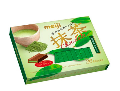 Шоколад молочный с чаем маття Matcha Chocolate Box Meiji, 26 шт. 120 гр. Япония